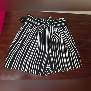 H&M Black and White Striped Shorts